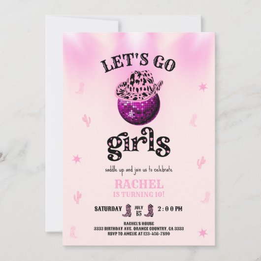 Rodeo Let's go girls 招待状 (正面)