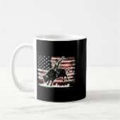 Rodeo Rider Bull Patriotic Cowboy Usa Flag コーヒーマグカップ (左)