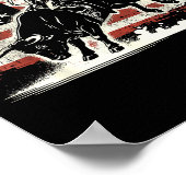 Rodeo Rider Bull Patriotic Cowboy Usa Flag  ポスター (角)