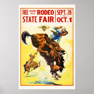 Rodeo State Fair USA Vintage Poster Restored 1930s ポスター