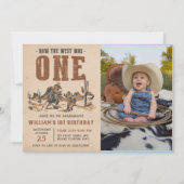 Rodeo Western Cowboy 1st誕生日パーティー写真 招待状 (正面)