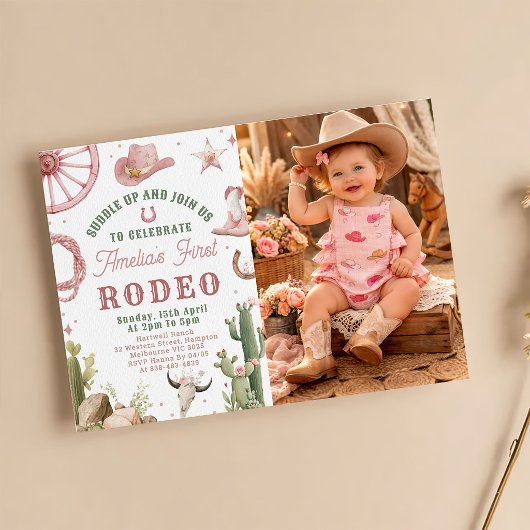 Rodeo Western Cowgirls 1st Birthday Invitation 招待状