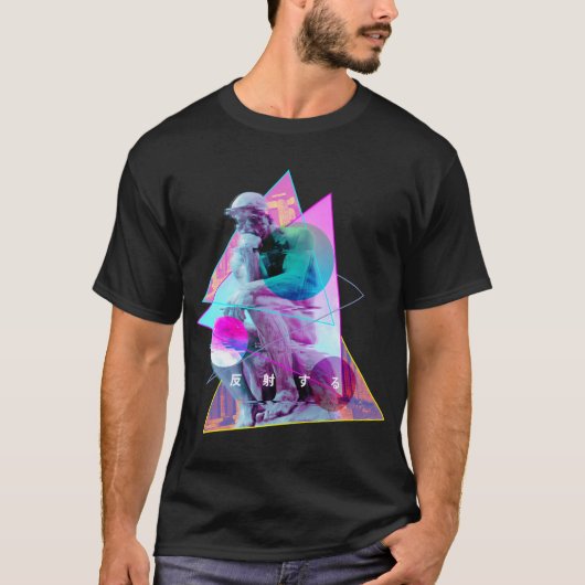 Rodin The Thinker像 – Vaporwave Eutique Gli Tシャツ (正面)