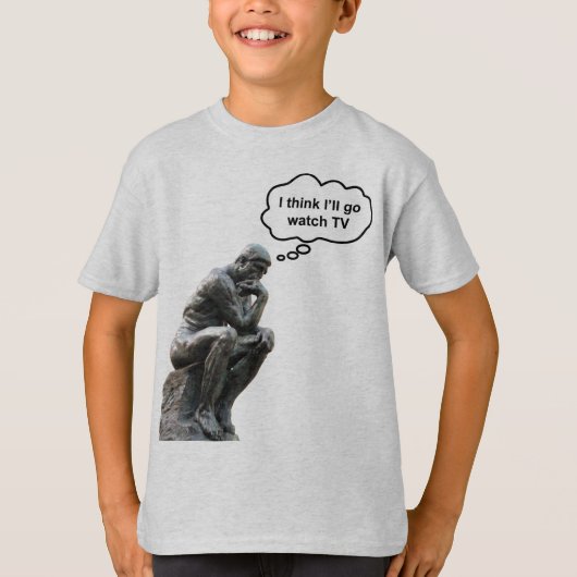 Rodin's Thinker Mizution – テレ考えビで見に行く Tシャツ (正面)