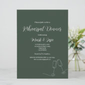 ROEダスキーグリーン&ホワイトシンプルリハーサルディナー 招待状 (スタンド正面)