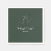 ROEダスキーグリーン&ホワイトシンプル結婚ズ スタンダードカクテルナプキン (正面)