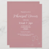 ROEピンク&ホワイトシンプルズ結婚リハーサルディナー 招待状 (正面/裏面)