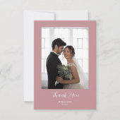 ROEピンク&ホワイトシンプルフォト結婚ズ サンキューカード (正面)