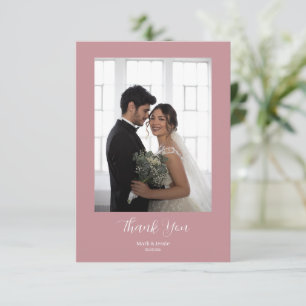 ROEピンク&ホワイトシンプルフォト結婚ズ サンキューカード