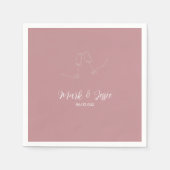 ROEピンク&ホワイトシンプル結婚ズ スタンダードカクテルナプキン (正面)