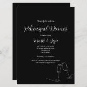 ROEブラック&ホワイトシンプル結婚のリハーサル 招待状 (正面/裏面)