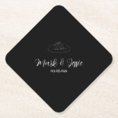 ROEブラック&ホワイトシンプル結婚ズ ペーパーコースター (正面)