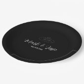 ROEブラック&ホワイトシンプル結婚ズ ペーパープレート (アングル)