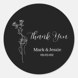 ROEブラック&ホワイトシンプル結婚レーベル ラウンドシール