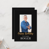 ROEブラック&ホワイトシンプル誕生日夫グリーティング カード (正面/裏面インサイチュ)