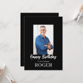 ROEブラック&ホワイトシンプル誕生日夫グリーティング カード (正面/裏面インサイチュ)