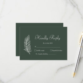 ROE ダスキーグリーン＆ホワイト シンプルウェディング 出欠カード