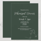 ROE ダスキーグリーン & ホワイト シンプル リハーサル ディナー 招待状 (正面/裏面)