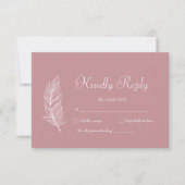ROE ピンクと白のシンプルなウェディング 出欠カード (正面)