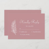 ROE ピンクと白のシンプルなウェディング 出欠カード (正面/裏面)