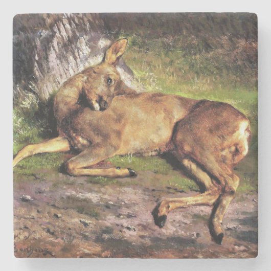 Roe Deer in the Forest (by Rosa Bonheur) ストーンコースター (正面)