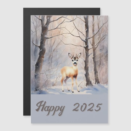 roe deer in winter - Happy 2025 (正面/裏面)