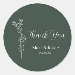 ROE Dusky Green & White シンプル結婚 Label ラウンドシール