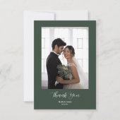 ROE Dusky Green & White シンプル Photo 結婚's サンキューカード (正面)