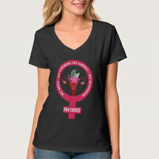 Roe V Wade Pro Choice中絶権フェミニンを守る Tシャツ (正面)