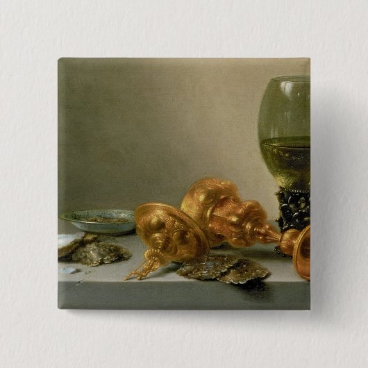 Roemerおよび金メッキのコップが付いている静物画 缶バッジ (正面)