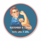 Roevemberは来's Rosie the Riveter Carデカール シール (正面)