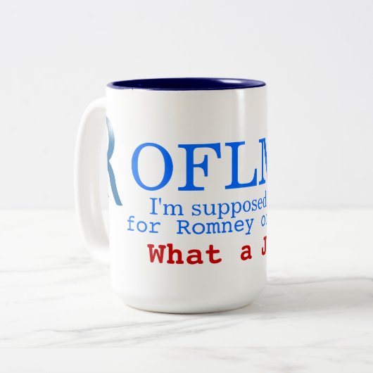 ROFLMA -私はオバマかRomneyのために投票するために仮定されますか。 ツートーンマグカップ (正面左)