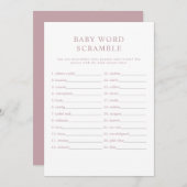 ROGUEほこりモダンのバラベビー単語スクランブルゲーム 招待状 (正面/裏面)