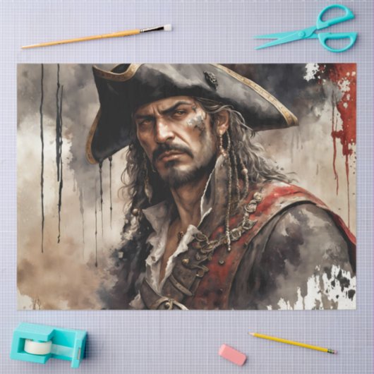 Rogue Pirate Captain Nautical Caribbean Decoupage 薄葉紙 (クラフト)