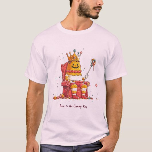 Roi du Bonbon en Trône, Design Humour Halloween Tシャツ (正面)