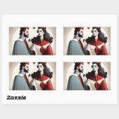 Roi et reine de cœur 長方形シール (シート)