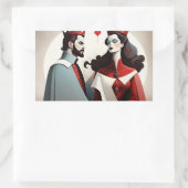 Roi et reine de cœur 長方形シール (バッグ)