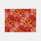 Rojoの花の明るい花束の豊富で猛烈なデイジー フリースブランケット (正面(横))