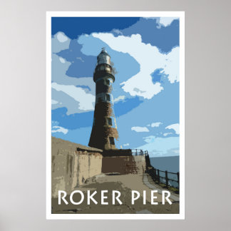 ROKER PIER, SUNDERLAND Vintage Style Poster ポスター