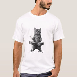 Rokin black cat _ Funny cat Music Lover gift Tシャツ