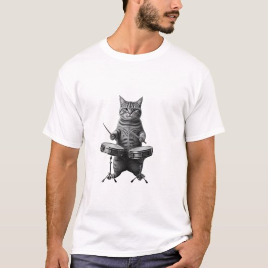 Rokin black cat _ Funny cat Music Lover gift Tシャツ (正面)