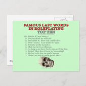 Roleplayingで有名な最後の言葉：トップ10 ポストカード (正面/裏面)