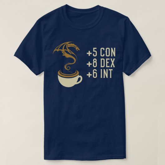 RoleplayingとLarping Tabletopのコーヒー統計 Tシャツ (デザイン正面)