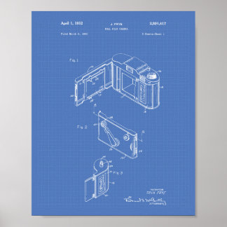 Roll Film Camera 1952 Patent Art - Blueprint ポスター