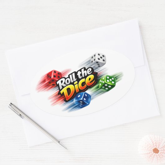 Roll the Dice Motion Sticker 楕円形シール (封筒)