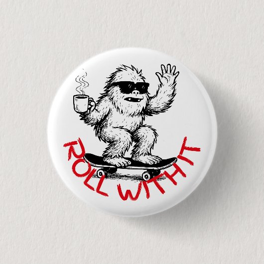 Roll With It Abominable Snowman Skater 缶バッジ (正面)