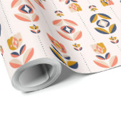 Rolled pink floral wrapping paper with a repeated  ラッピングペーパー (ロールコーナー)
