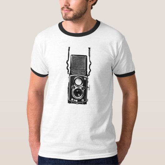 Rolleiflexの対レンズの反射のヴィンテージのカメラのティー Tシャツ (正面)