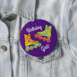 Roller Blades Skates Kids Birthday Party Skating 缶バッジ<br><div class="desc">Celebrate your roller blading kid for their birthday with this fun roller blade skating design!  Great for a roller rink birthday party with retro 90's vibes!</div>
