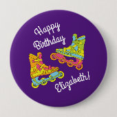 Roller Blades Skates Kids Birthday Party Skating 缶バッジ (正面)